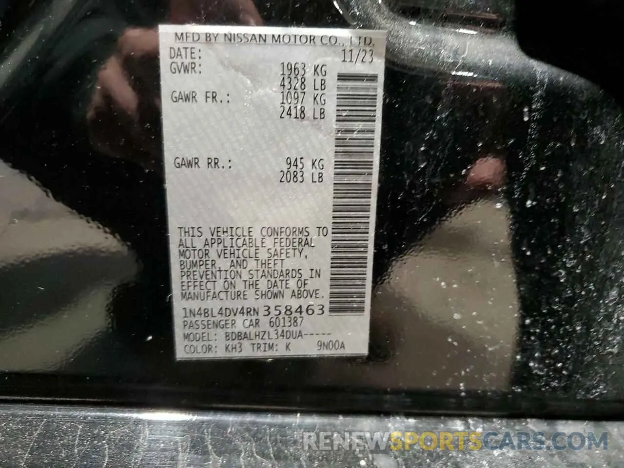 13 fotografías del automóvil dañado 1N4BL4DV4RN358463 NISSAN ALTIMA 2024