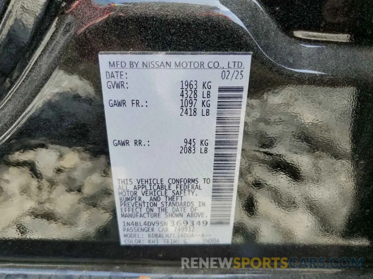 12 fotografías del automóvil dañado 1N4BL4DV9SN369349 NISSAN ALTIMA 2025