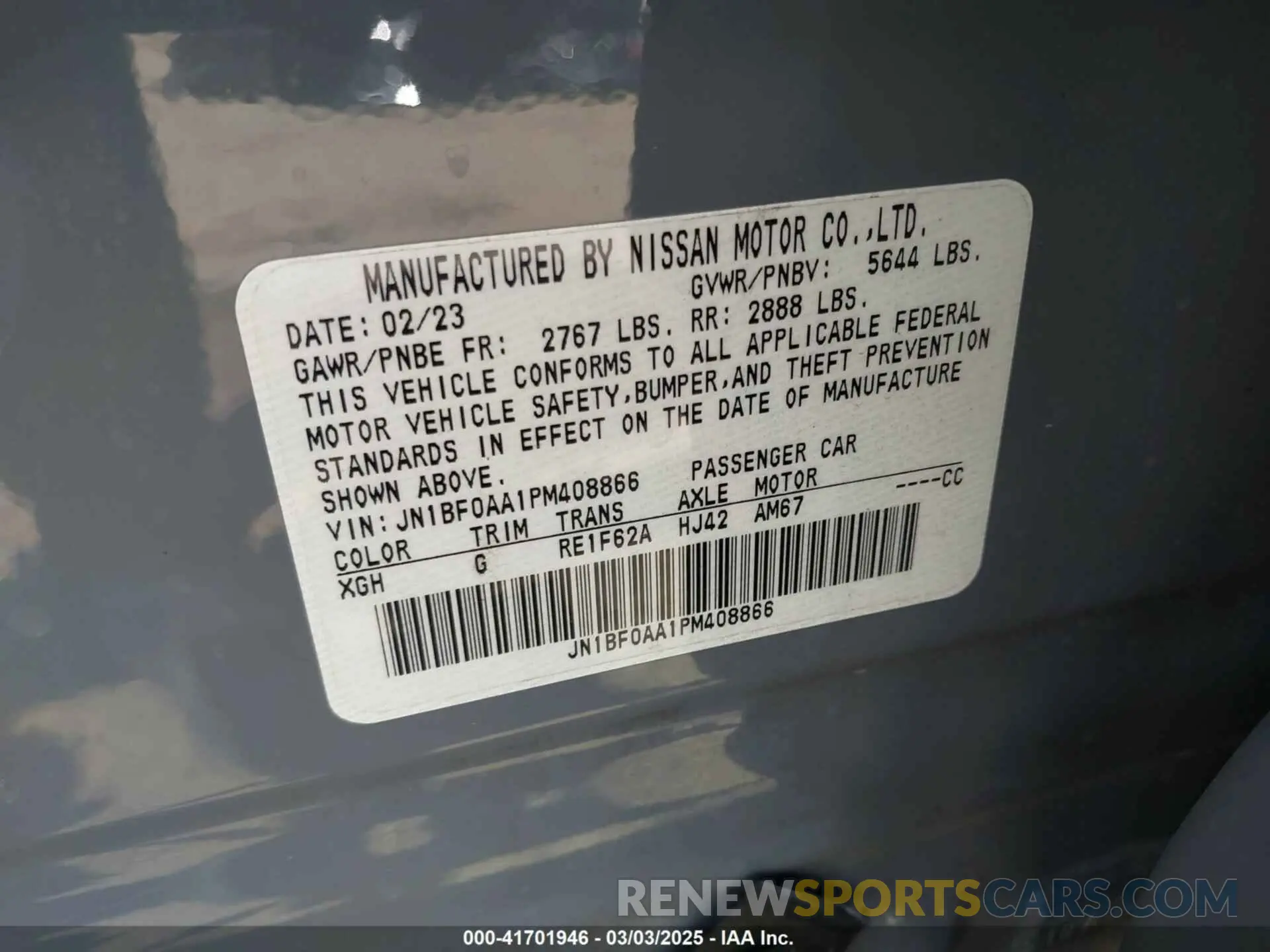 9 fotografías del automóvil dañado JN1BF0AA1PM408866 NISSAN ARIYA 2023