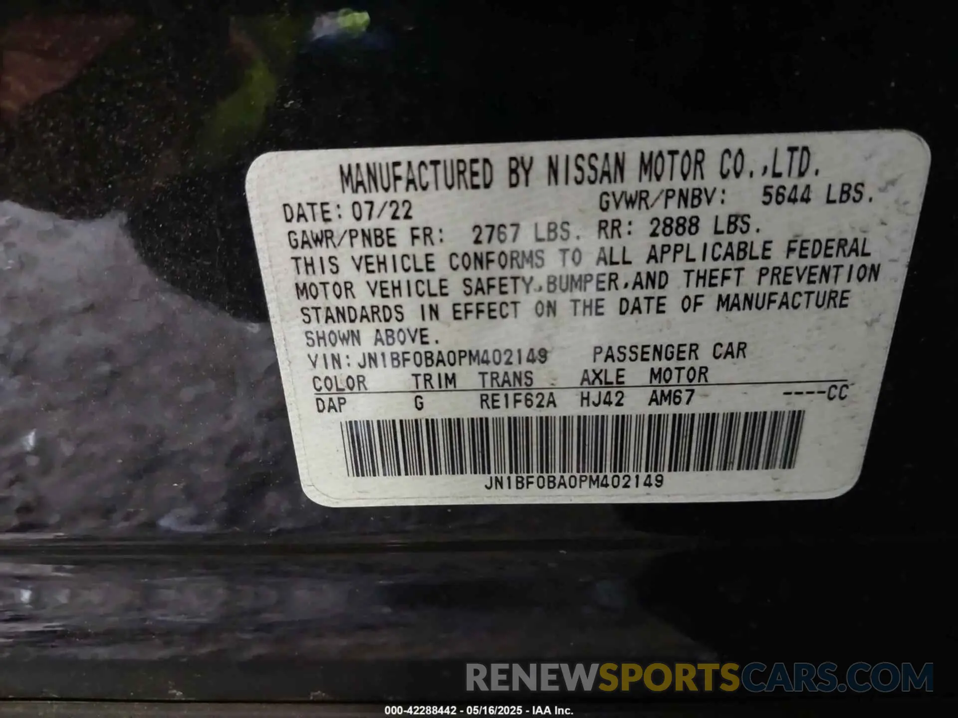 9 fotografías del automóvil dañado JN1BF0BA0PM402149 NISSAN ARIYA 2023