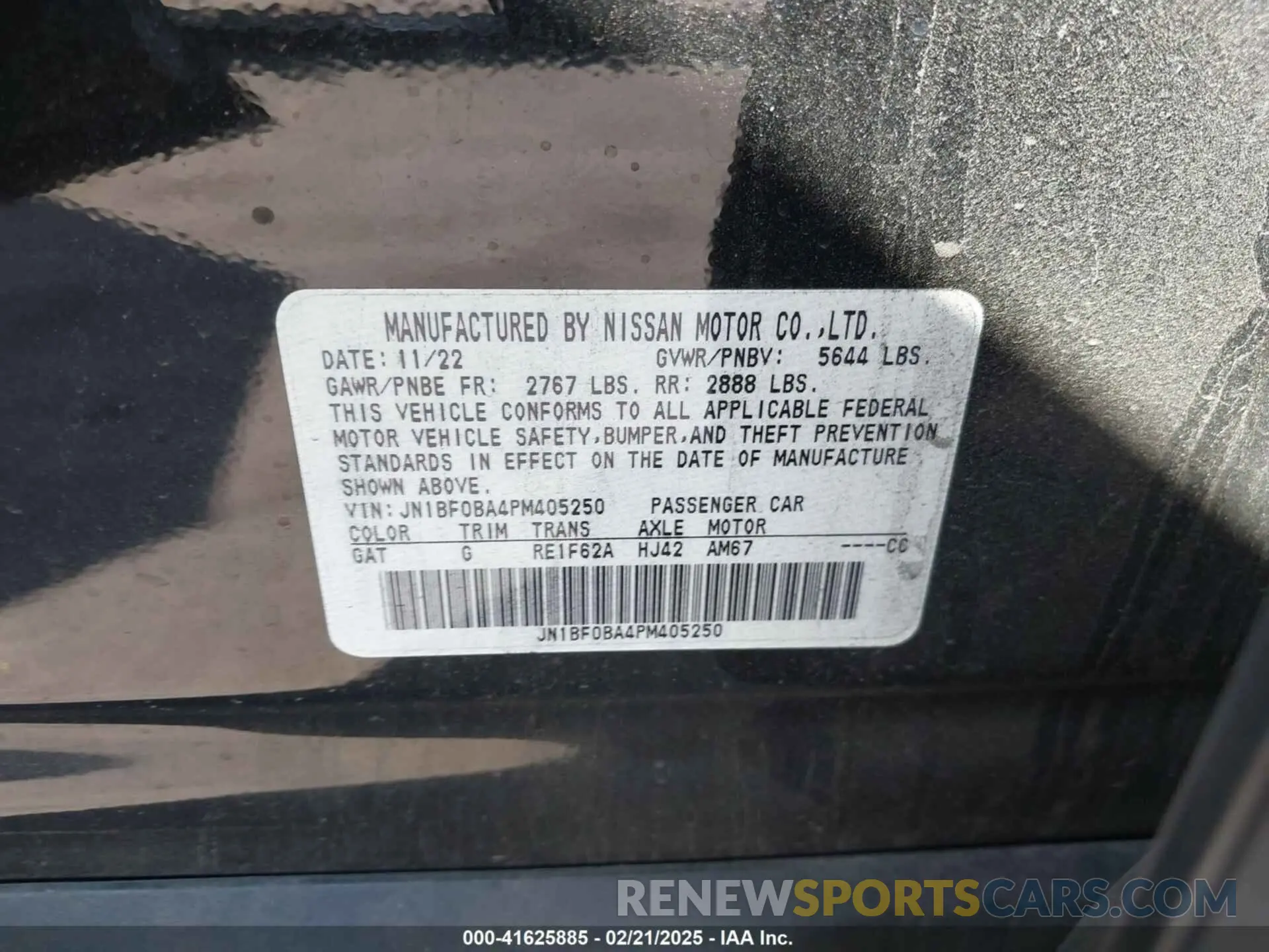 9 fotografías del automóvil dañado JN1BF0BA4PM405250 NISSAN ARIYA 2023