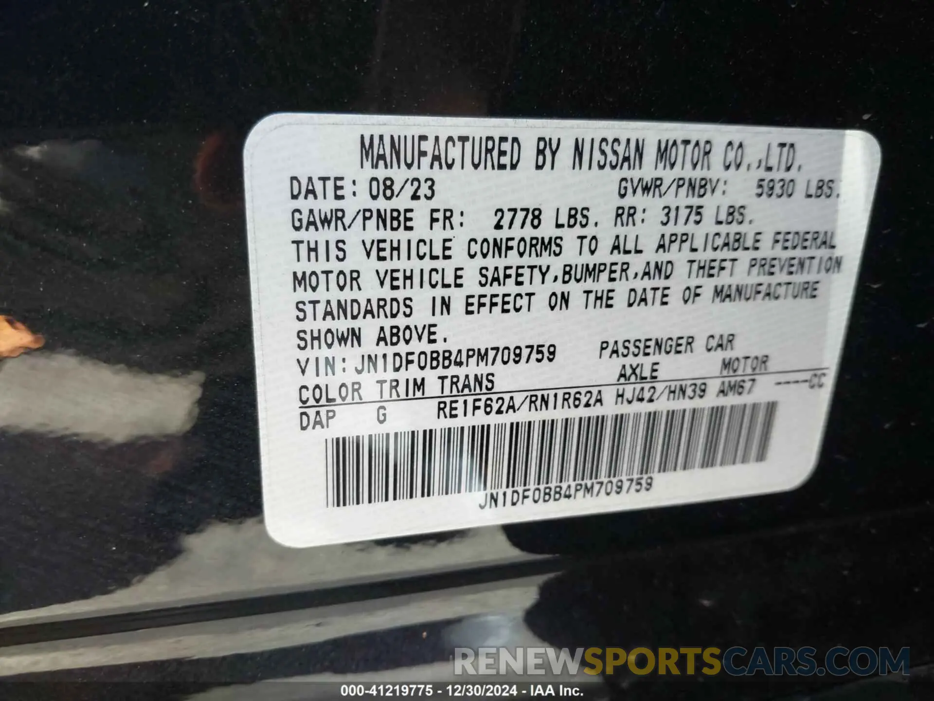 9 fotografías del automóvil dañado JN1DF0BB4PM709759 NISSAN ARIYA 2023