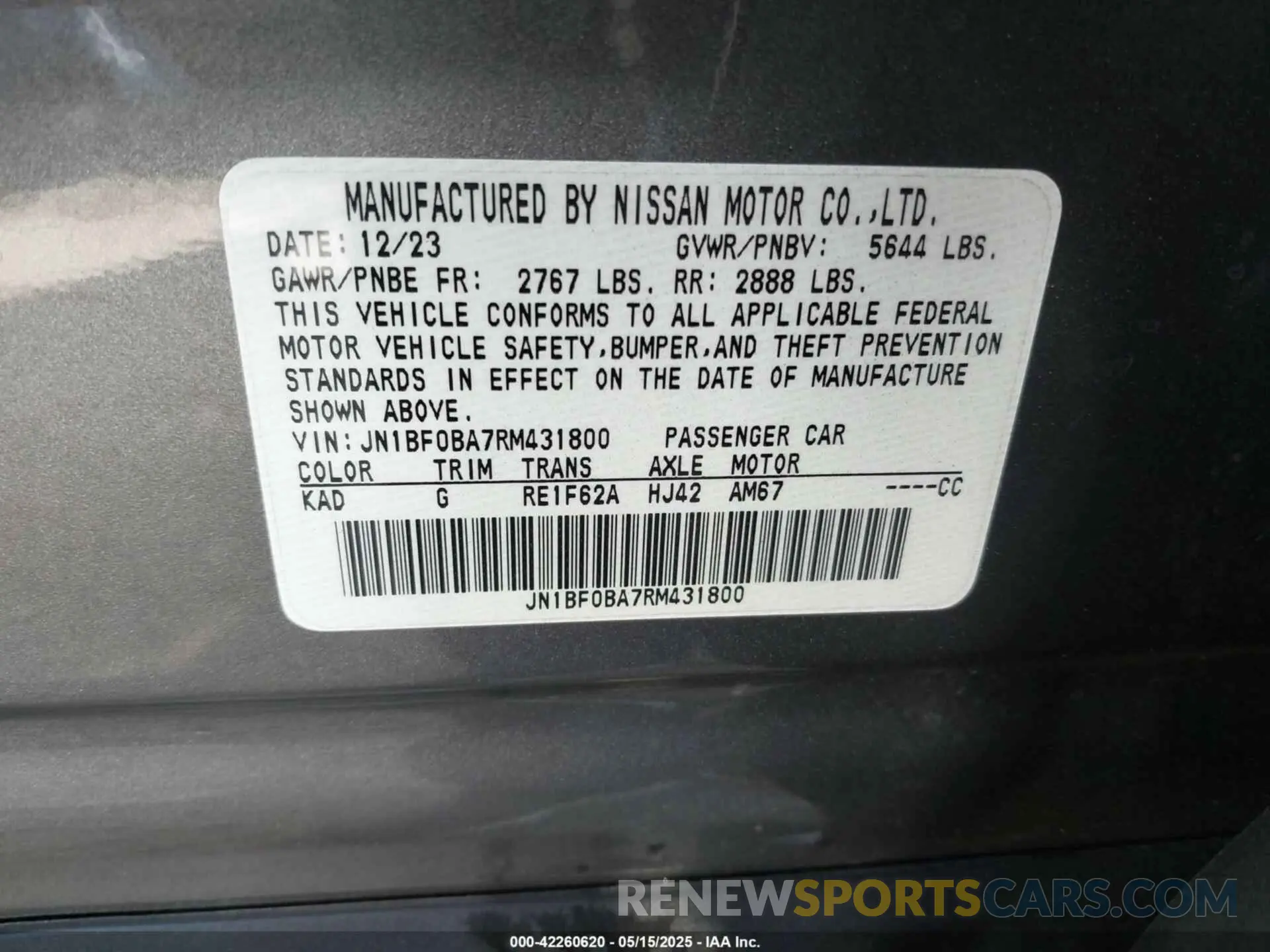 9 fotografías del automóvil dañado JN1BF0BA7RM431800 NISSAN ARIYA 2024