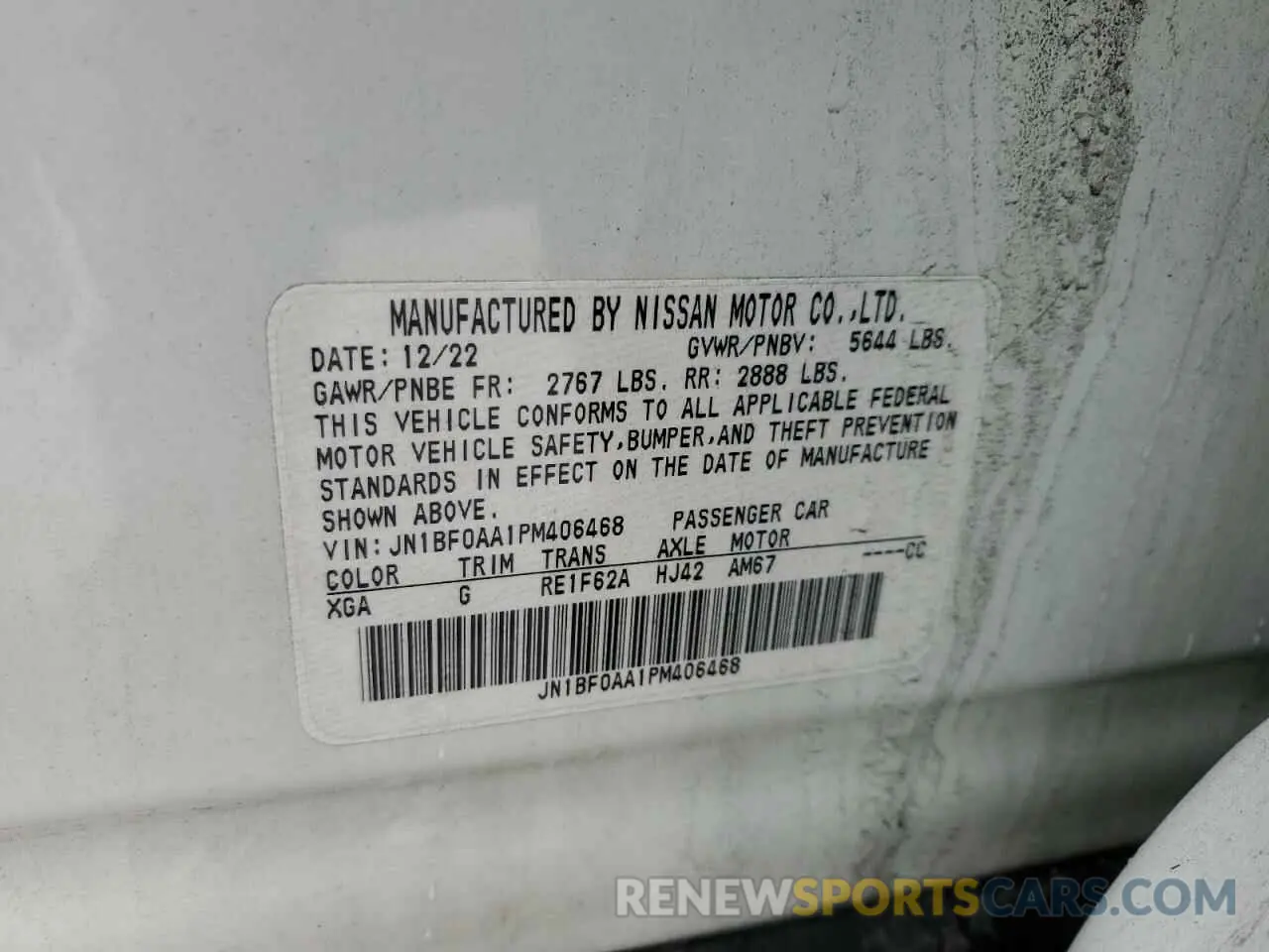 13 fotografías del automóvil dañado JN1BF0AA1PM406468 NISSAN ARIYA VENT 2023