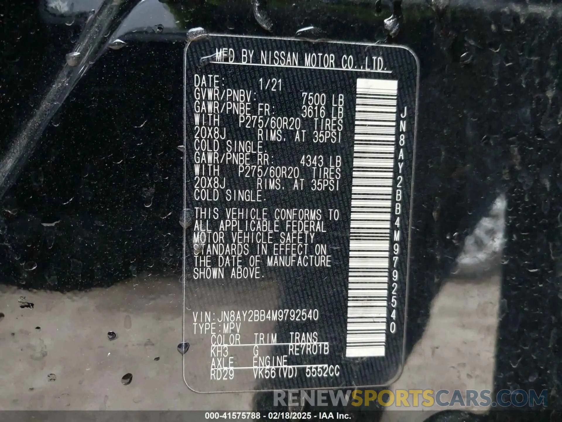9 fotografías del automóvil dañado JN8AY2BB4M9792540 NISSAN ARMADA 2021