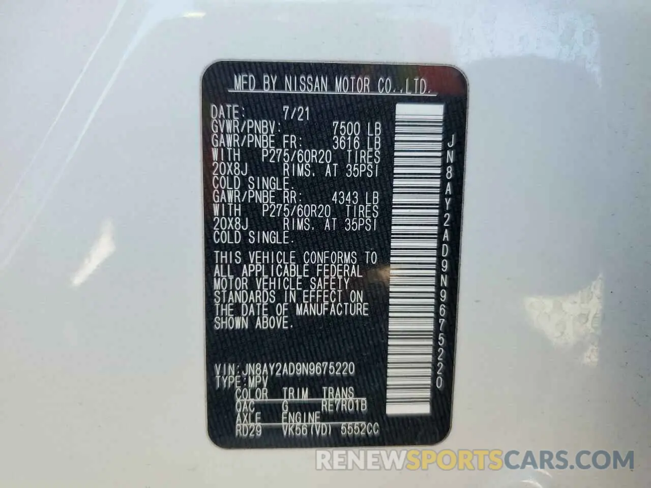 14 fotografías del automóvil dañado JN8AY2AD9N9675220 NISSAN ARMADA 2022