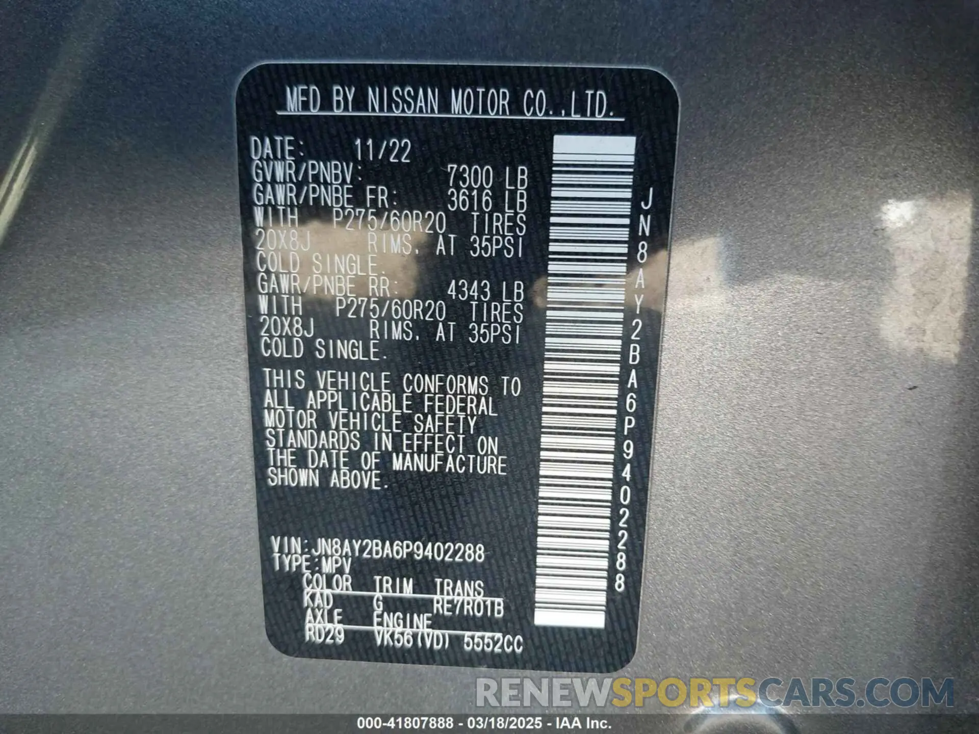 9 fotografías del automóvil dañado JN8AY2BA6P9402288 NISSAN ARMADA 2023