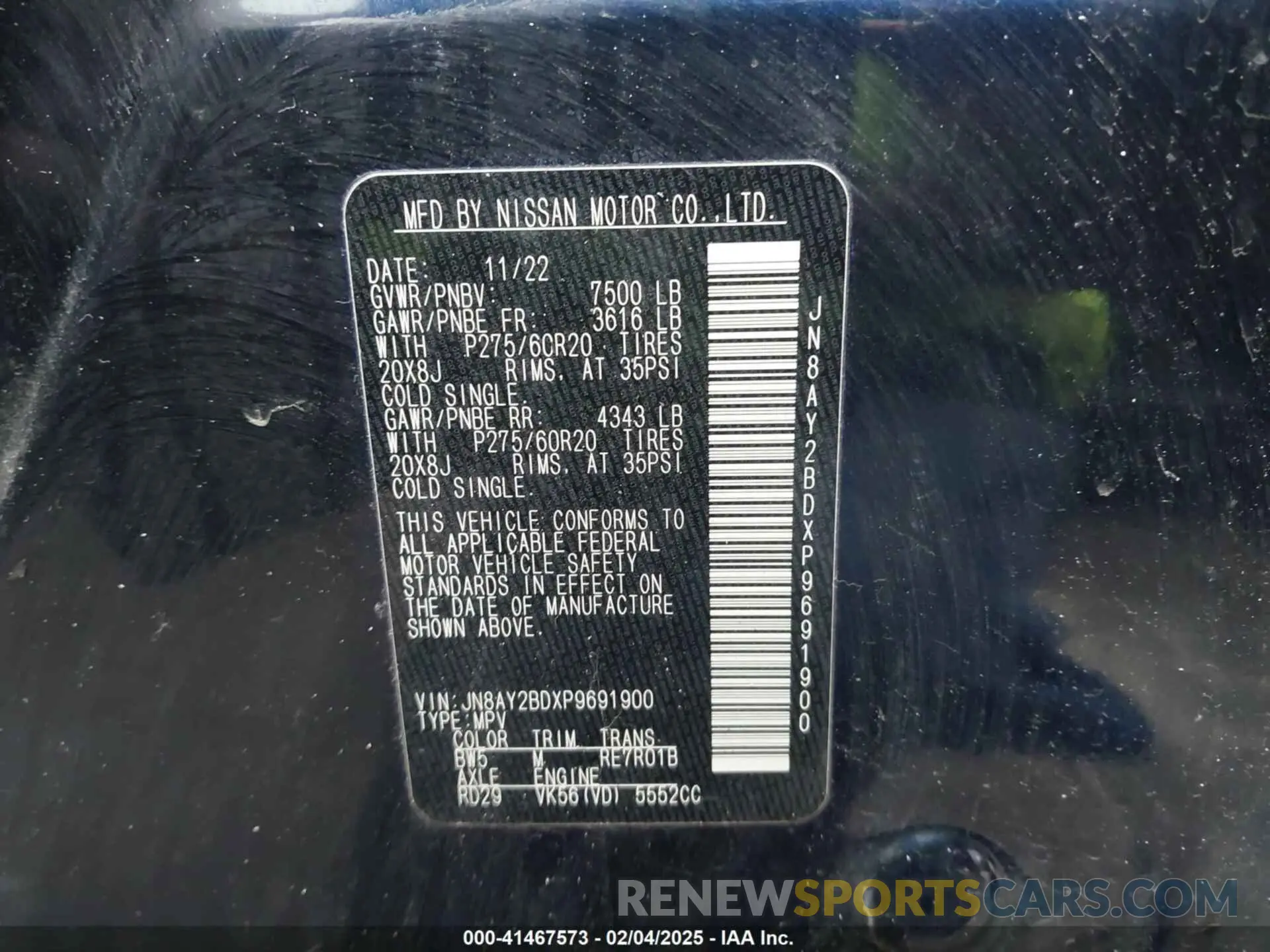 9 fotografías del automóvil dañado JN8AY2BDXP9691900 NISSAN ARMADA 2023