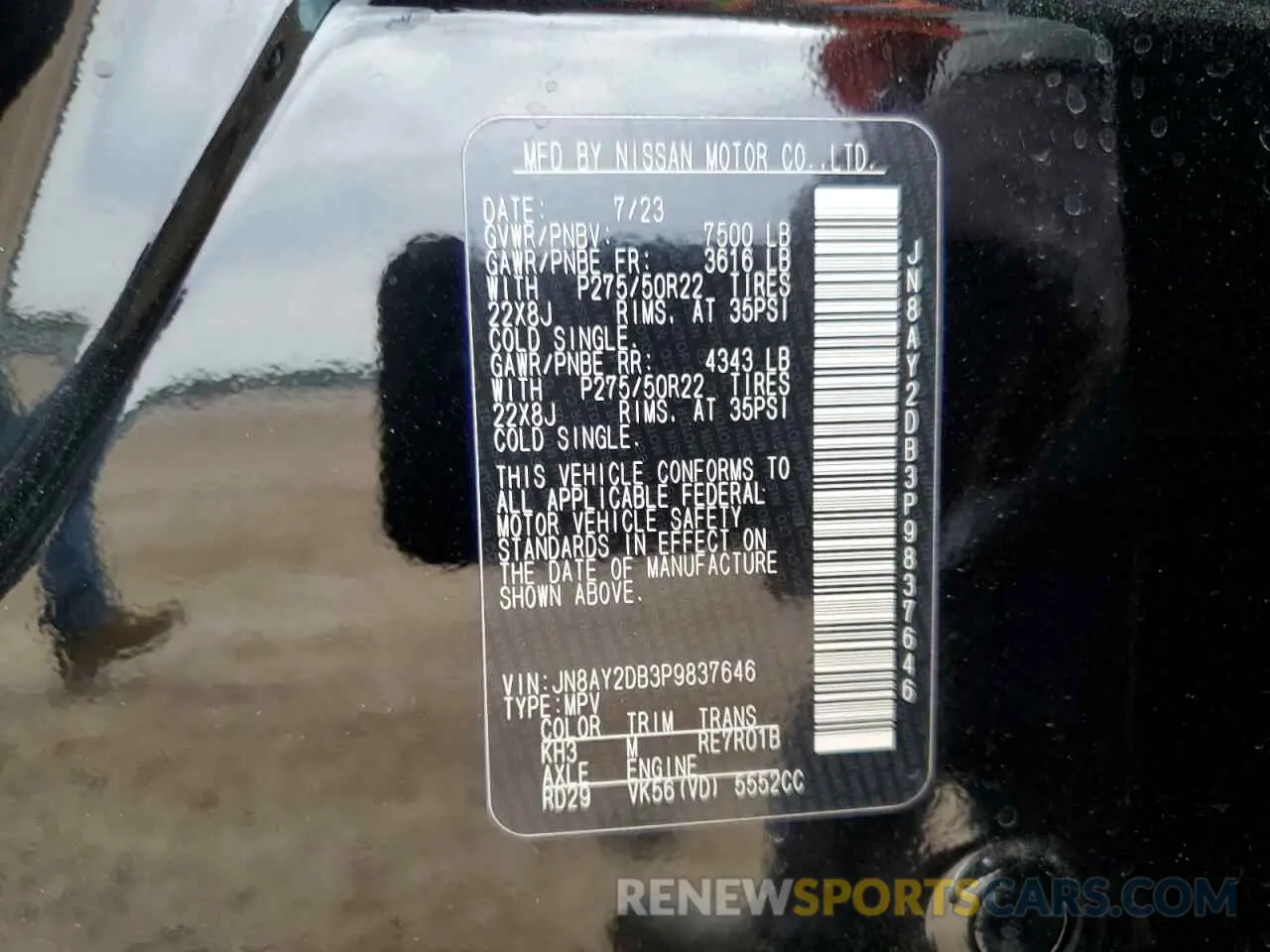 13 fotografías del automóvil dañado JN8AY2DB3P9837646 NISSAN ARMADA 2023