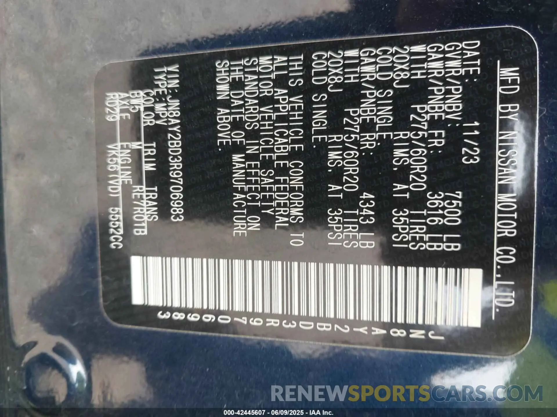 9 fotografías del automóvil dañado JN8AY2BD3R9706983 NISSAN ARMADA 2024