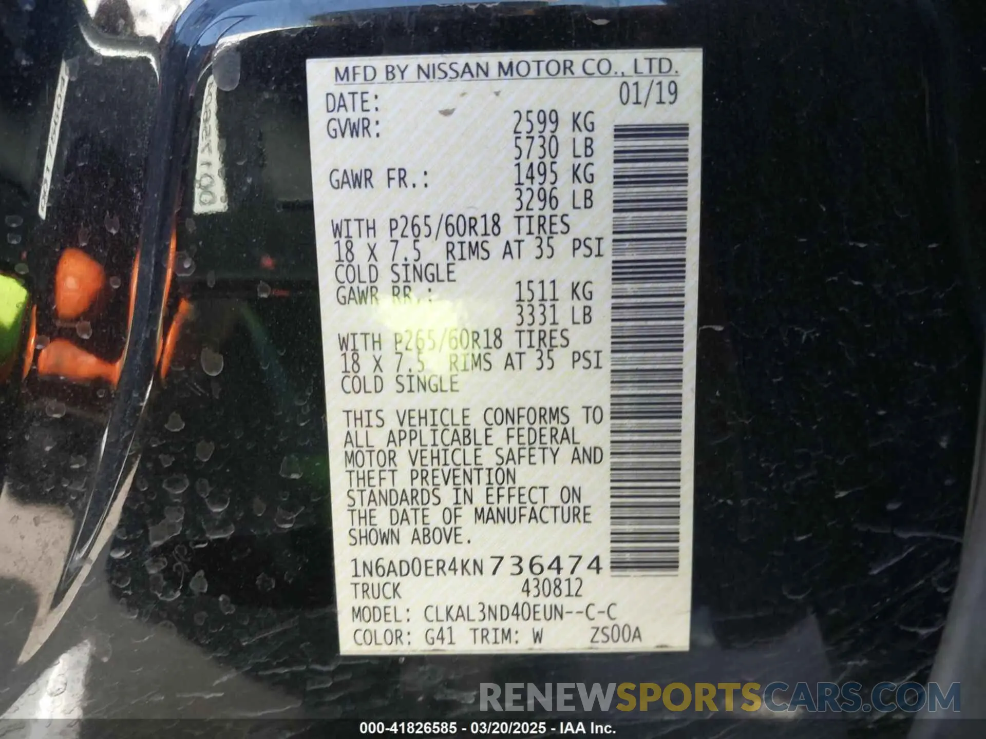 9 fotografías del automóvil dañado 1N6AD0ER4KN736474 NISSAN FRONTIER 2019