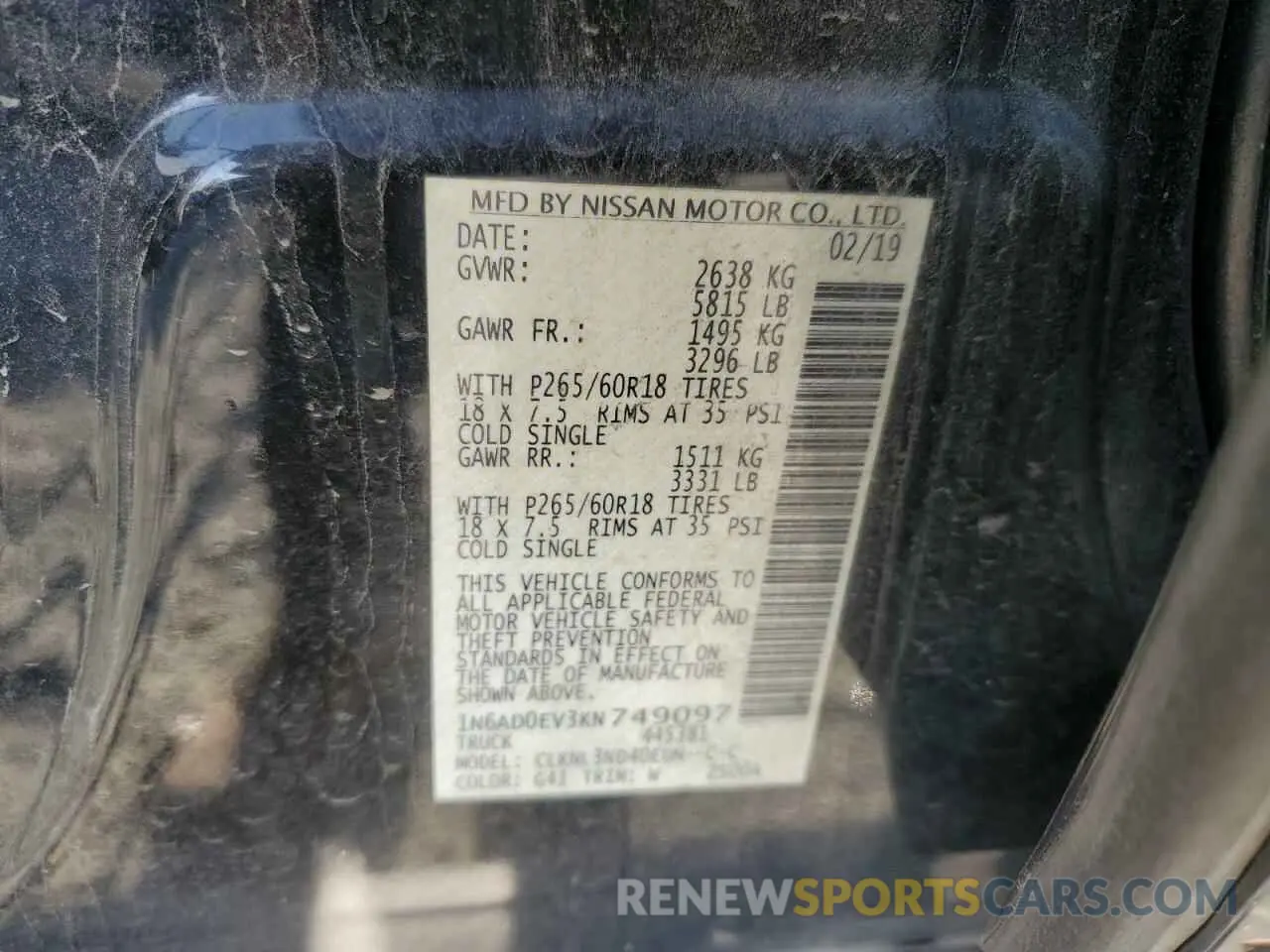 14 fotografías del automóvil dañado 1N6AD0EV3KN749097 NISSAN FRONTIER 2019