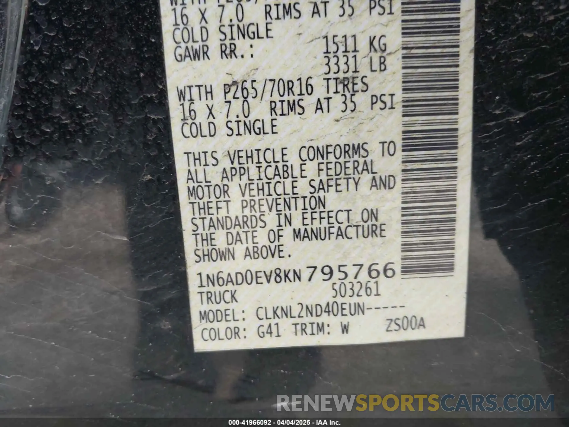9 fotografías del automóvil dañado 1N6AD0EV8KN795766 NISSAN FRONTIER 2019