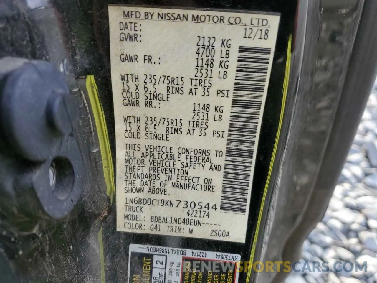 12 fotografías del automóvil dañado 1N6BD0CT9KN730544 NISSAN FRONTIER 2019