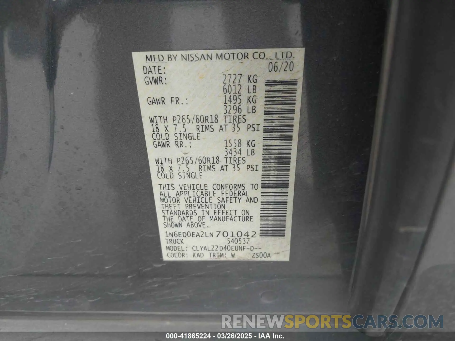 9 fotografías del automóvil dañado 1N6ED0EA2LN701042 NISSAN FRONTIER 2020