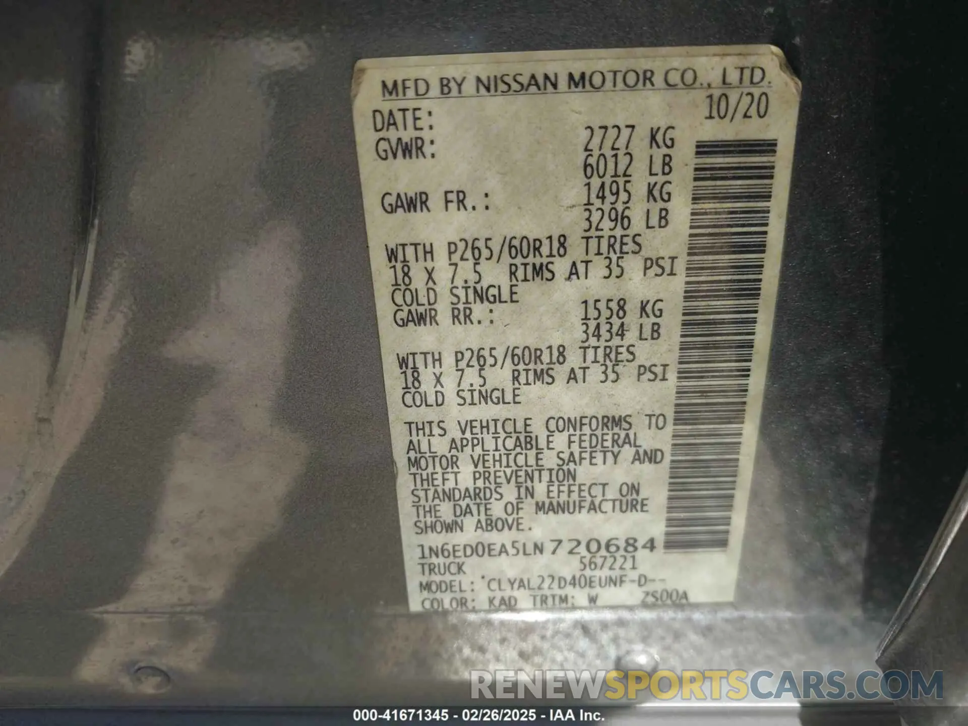 9 fotografías del automóvil dañado 1N6ED0EA5LN720684 NISSAN FRONTIER 2020