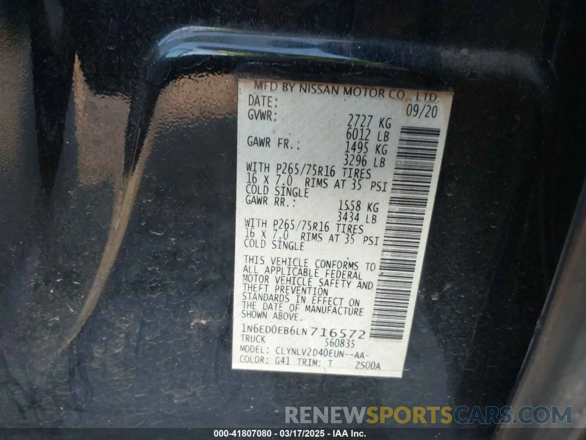 9 fotografías del automóvil dañado 1N6ED0EB6LN716572 NISSAN FRONTIER 2020