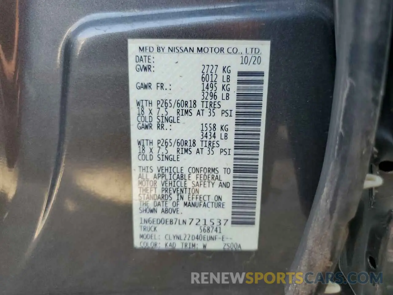 13 fotografías del automóvil dañado 1N6ED0EB7LN721537 NISSAN FRONTIER 2020