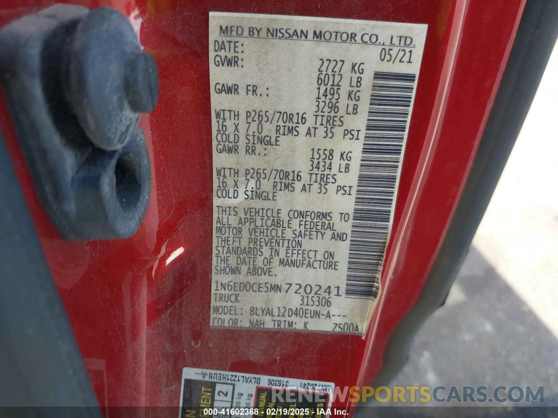 9 fotografías del automóvil dañado 1N6ED0CE5MN720241 NISSAN FRONTIER 2021
