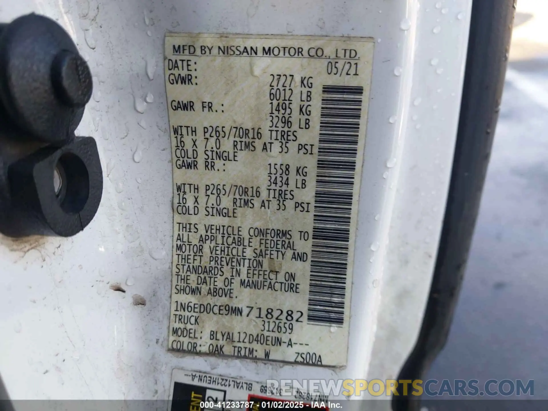 9 fotografías del automóvil dañado 1N6ED0CE9MN718282 NISSAN FRONTIER 2021