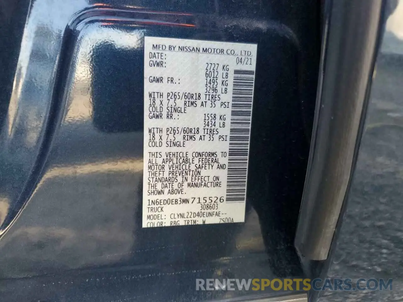 12 fotografías del automóvil dañado 1N6ED0EB3MN715526 NISSAN FRONTIER 2021