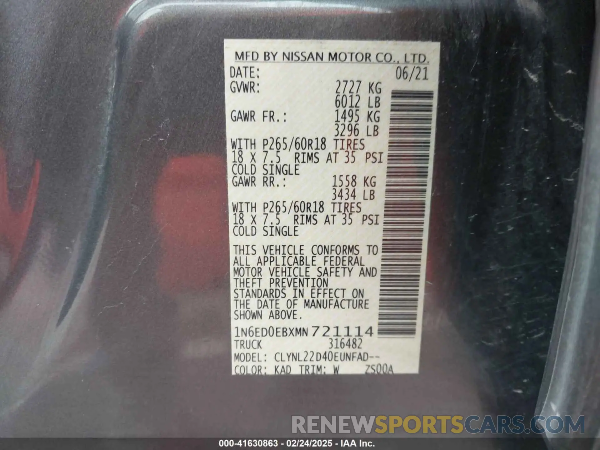9 fotografías del automóvil dañado 1N6ED0EBXMN721114 NISSAN FRONTIER 2021