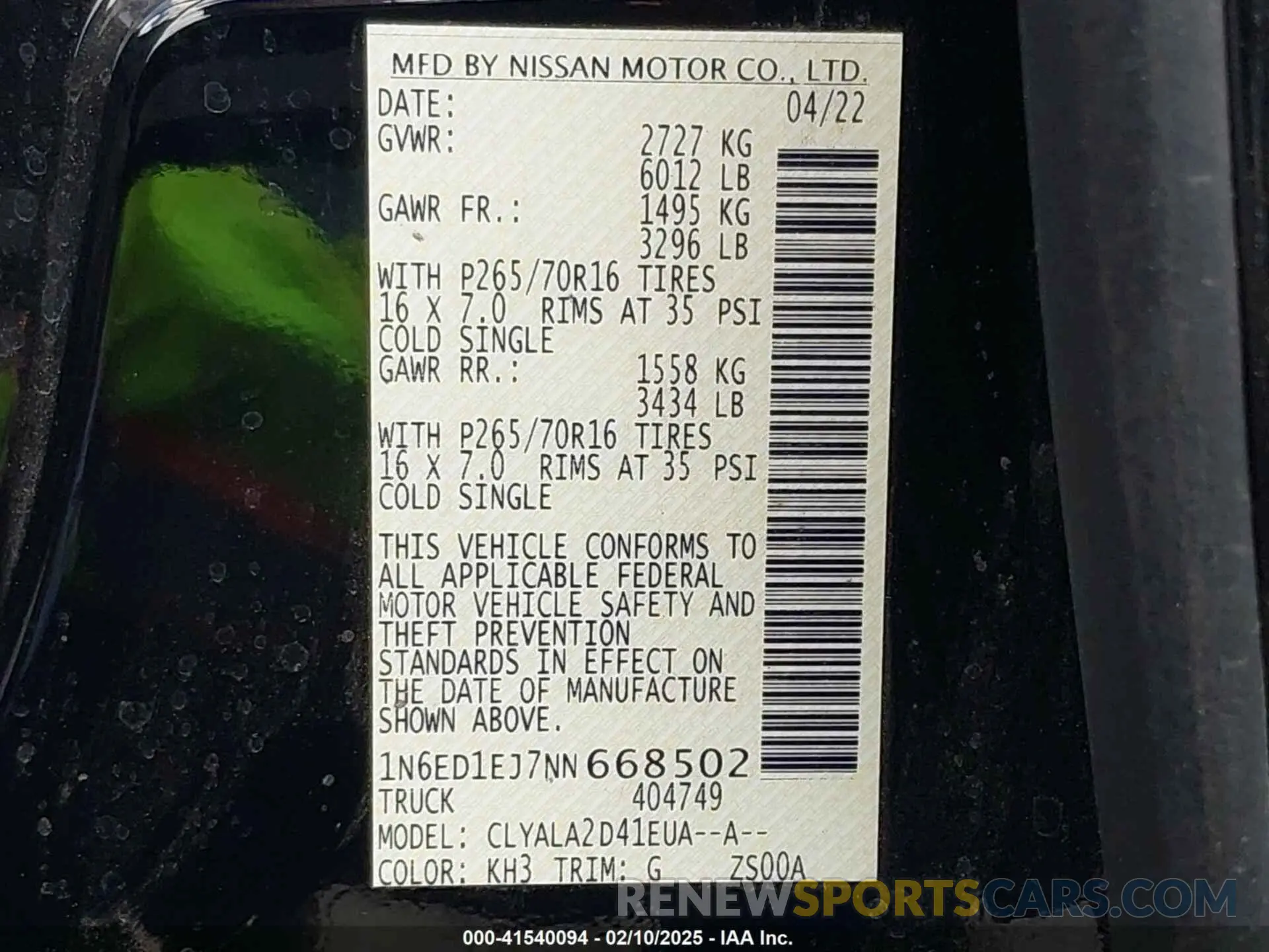 9 fotografías del automóvil dañado 1N6ED1EJ7NN668502 NISSAN FRONTIER 2022