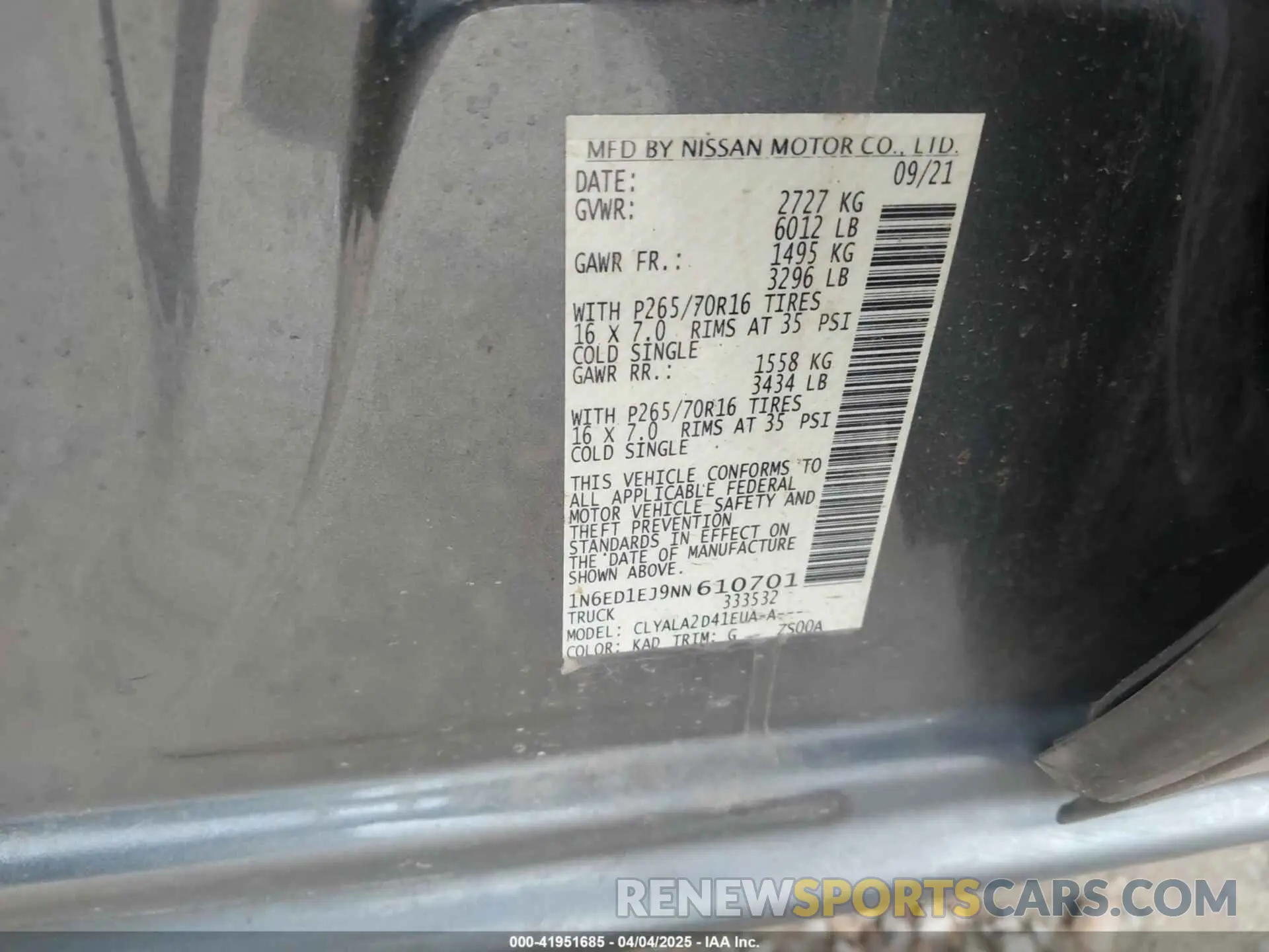9 fotografías del automóvil dañado 1N6ED1EJ9NN610701 NISSAN FRONTIER 2022