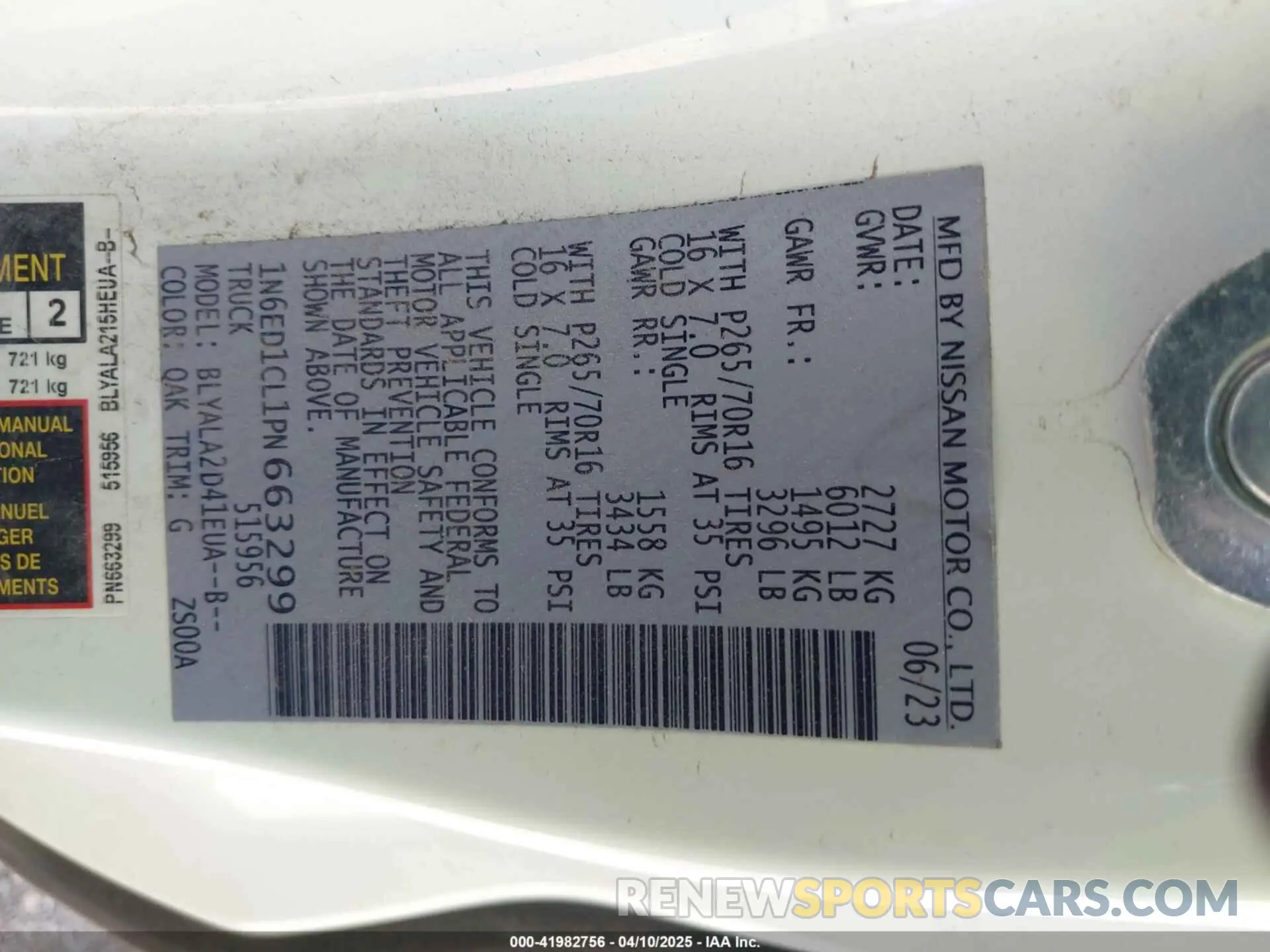 9 fotografías del automóvil dañado 1N6ED1CL1PN663299 NISSAN FRONTIER 2023