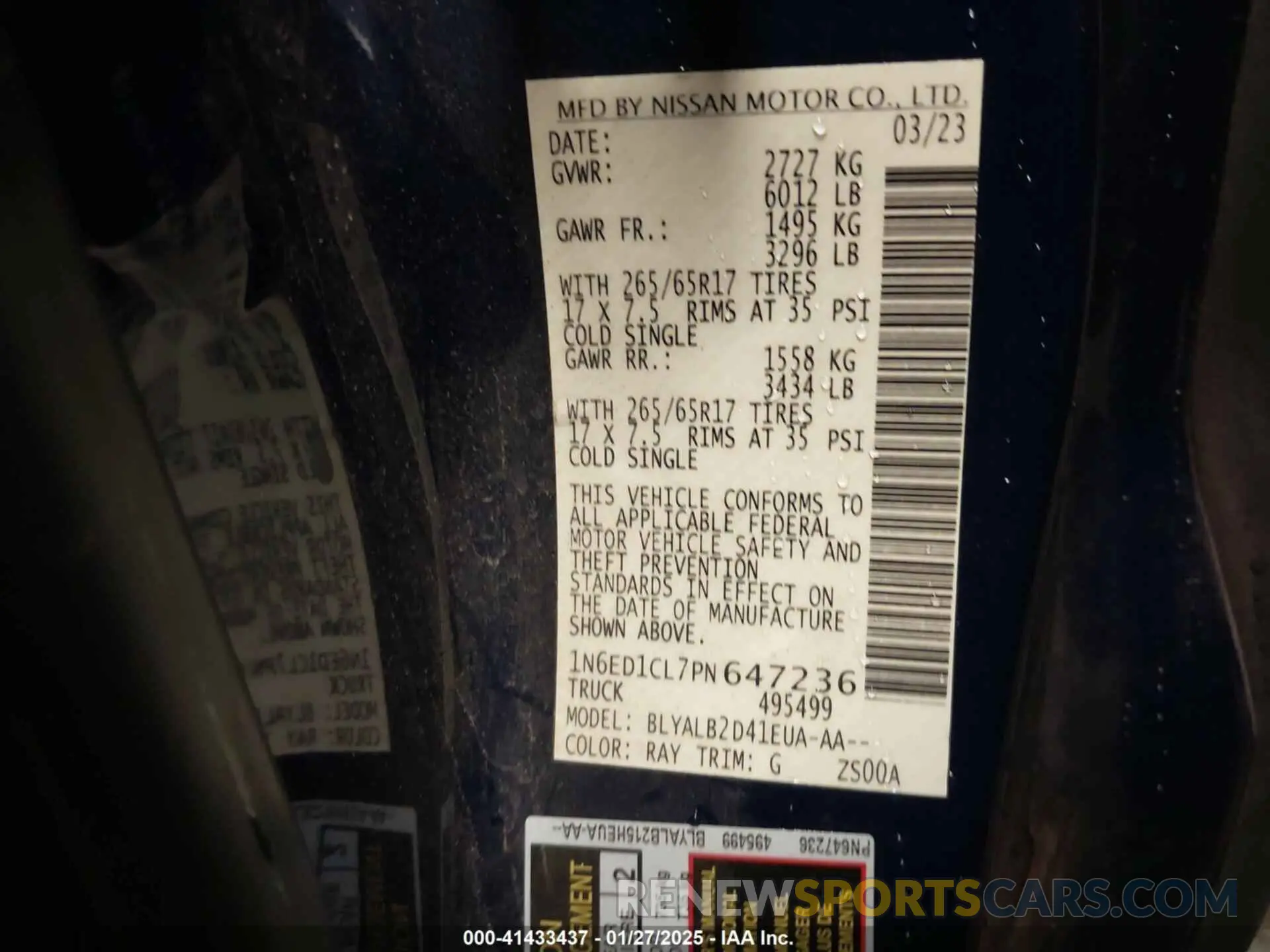 9 fotografías del automóvil dañado 1N6ED1CL7PN647236 NISSAN FRONTIER 2023