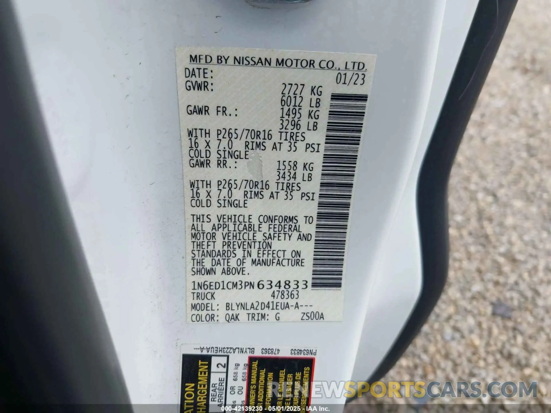 9 fotografías del automóvil dañado 1N6ED1CM3PN634833 NISSAN FRONTIER 2023