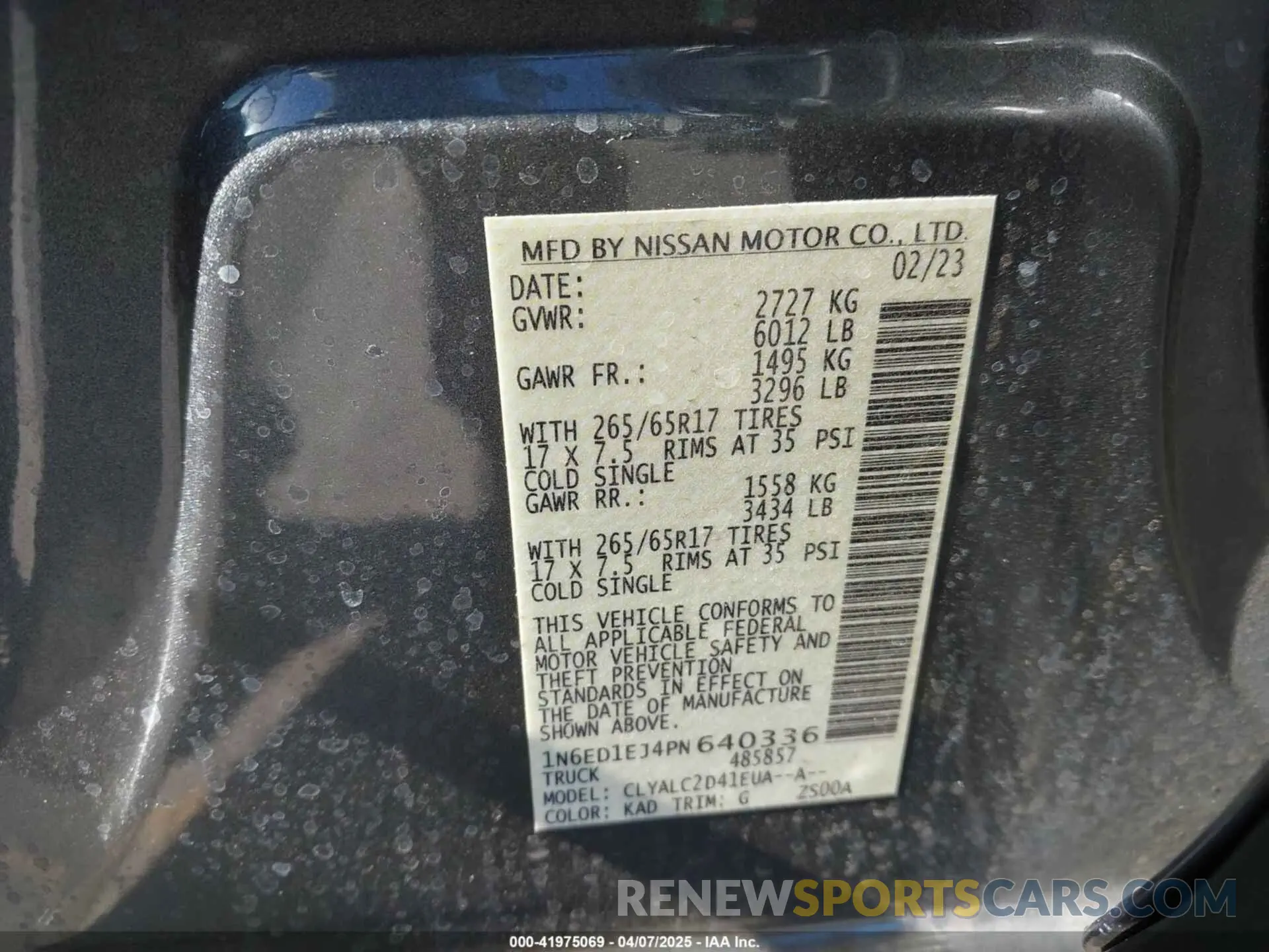 9 fotografías del automóvil dañado 1N6ED1EJ4PN640336 NISSAN FRONTIER 2023