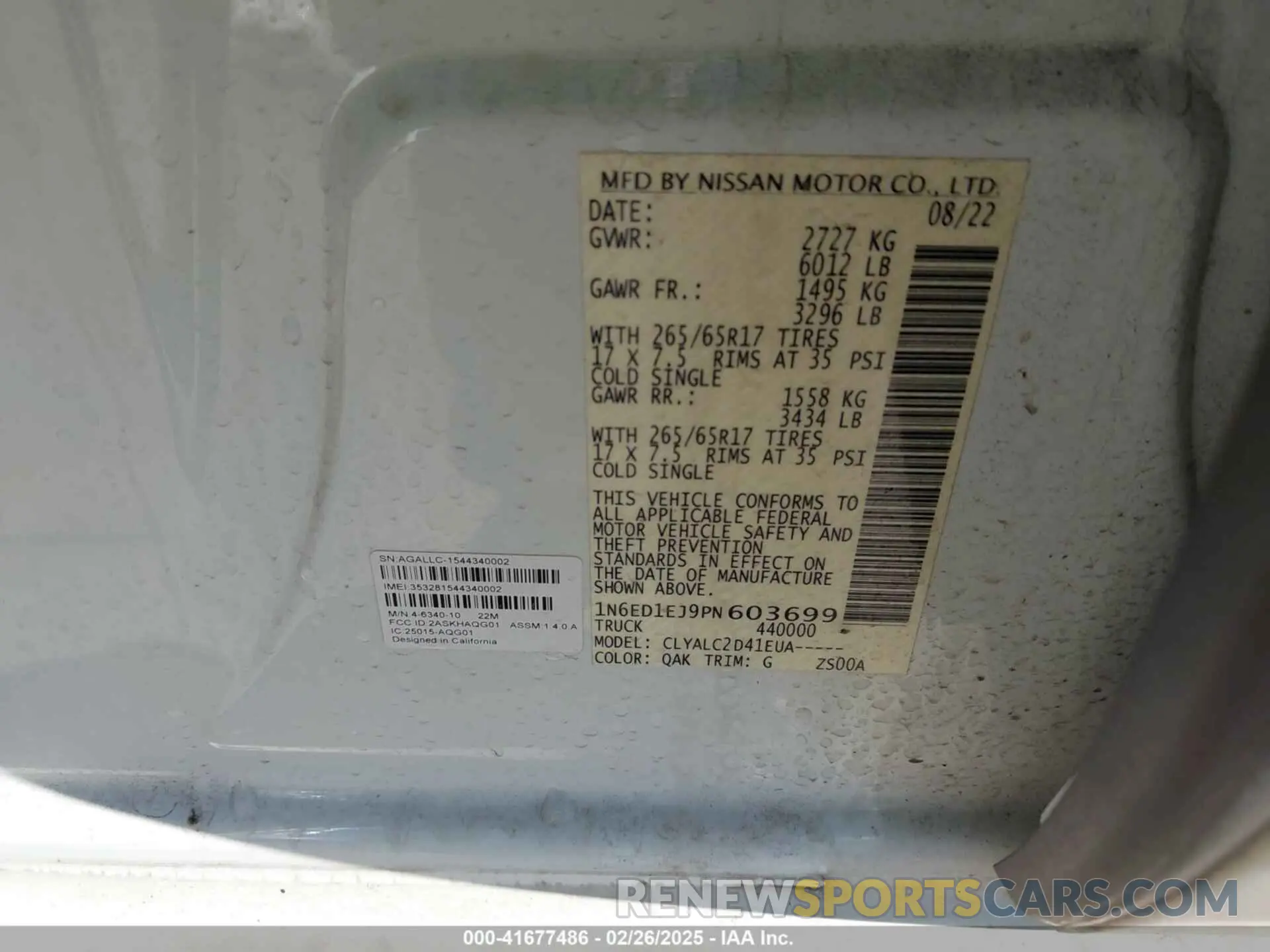 9 fotografías del automóvil dañado 1N6ED1EJ9PN603699 NISSAN FRONTIER 2023