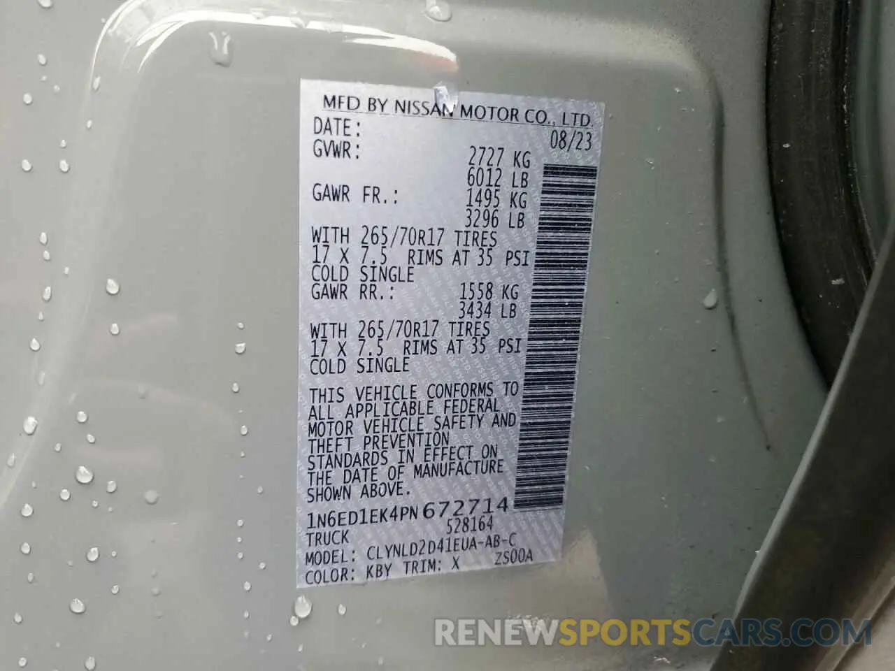 12 fotografías del automóvil dañado 1N6ED1EK4PN672714 NISSAN FRONTIER 2023