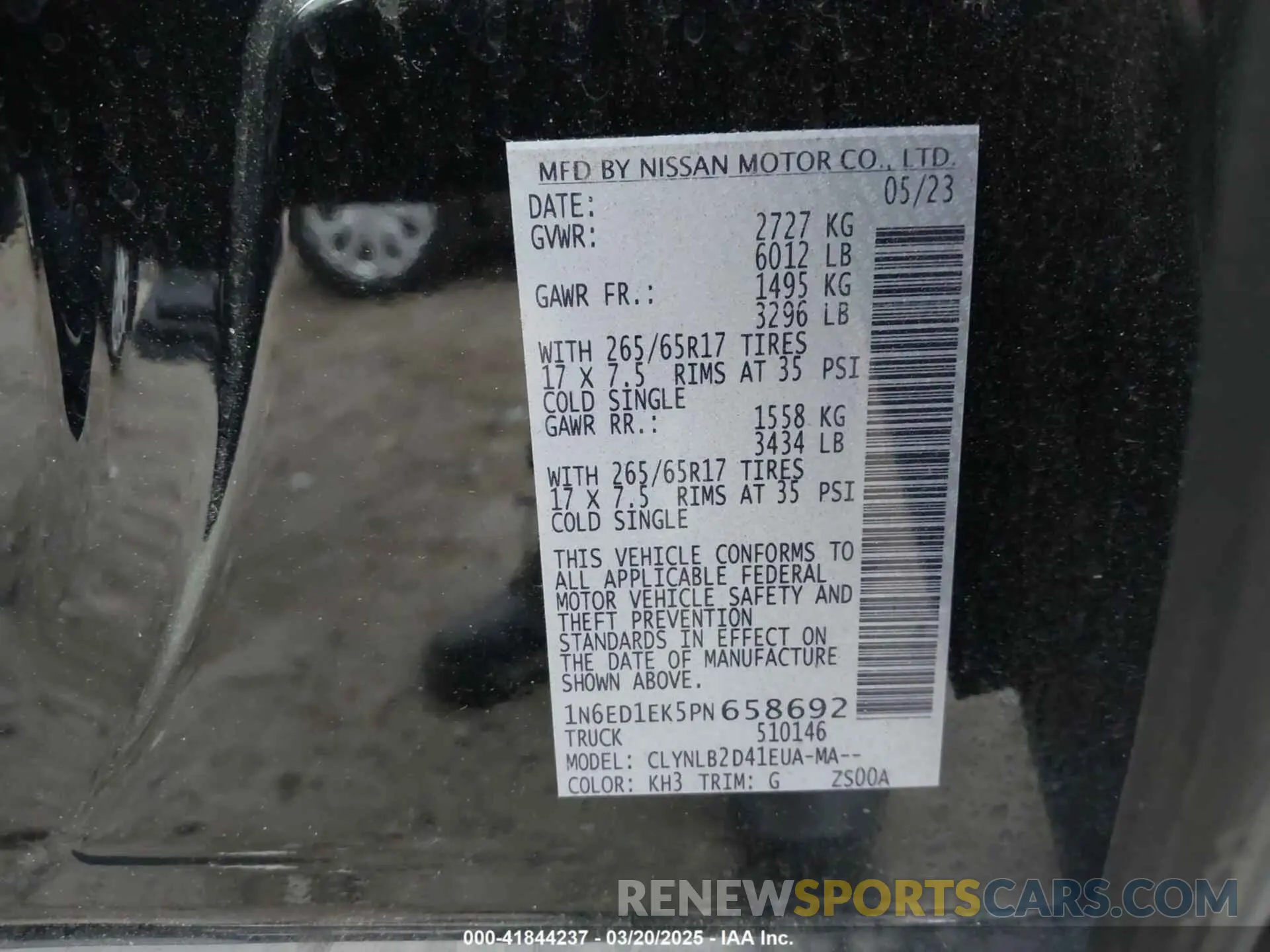 9 fotografías del automóvil dañado 1N6ED1EK5PN658692 NISSAN FRONTIER 2023
