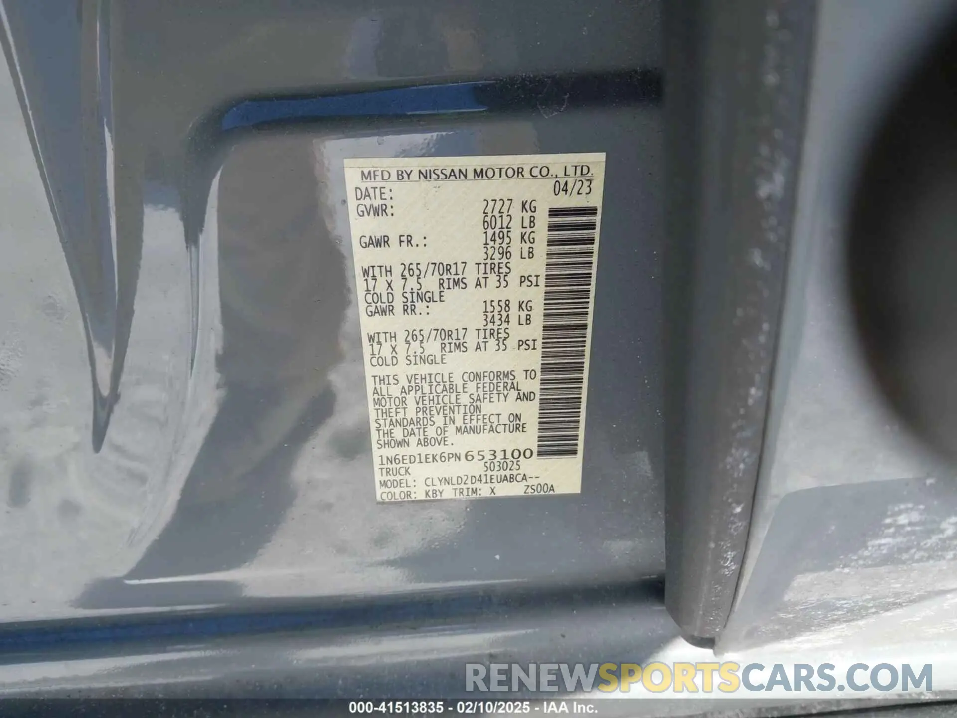 9 fotografías del automóvil dañado 1N6ED1EK6PN653100 NISSAN FRONTIER 2023