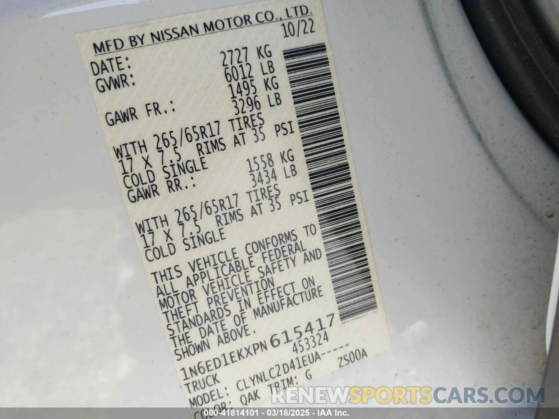 9 fotografías del automóvil dañado 1N6ED1EKXPN615417 NISSAN FRONTIER 2023
