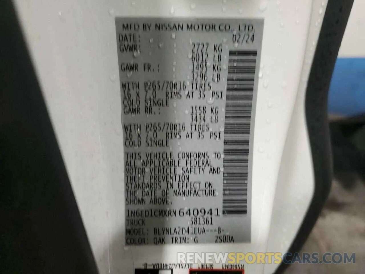 13 fotografías del automóvil dañado 1N6ED1CMXRN640941 NISSAN FRONTIER 2024