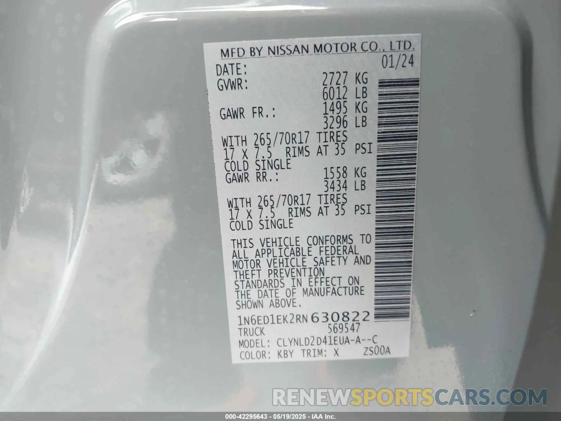 9 fotografías del automóvil dañado 1N6ED1EK2RN630822 NISSAN FRONTIER 2024