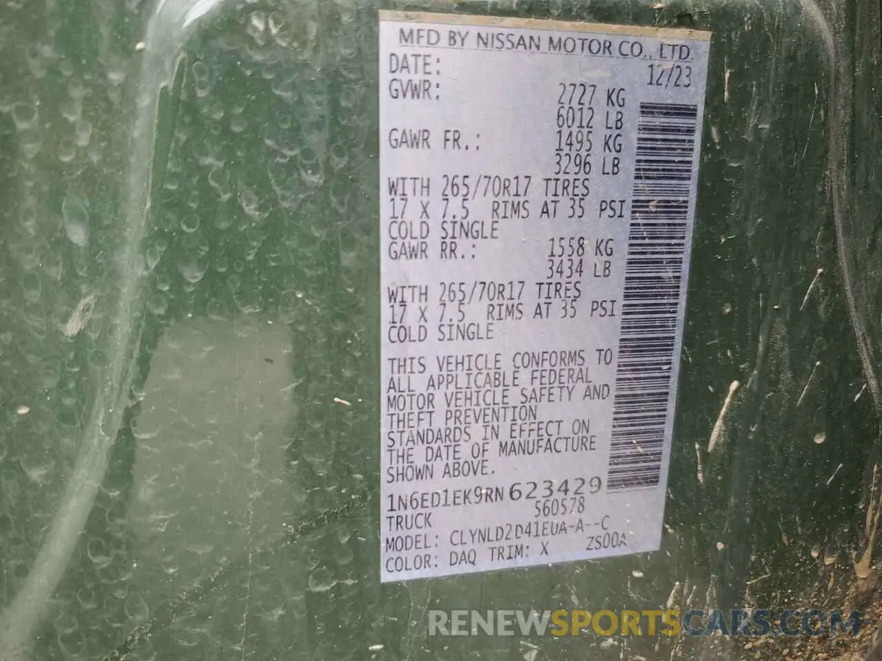 13 fotografías del automóvil dañado 1N6ED1EK9RN623429 NISSAN FRONTIER 2024