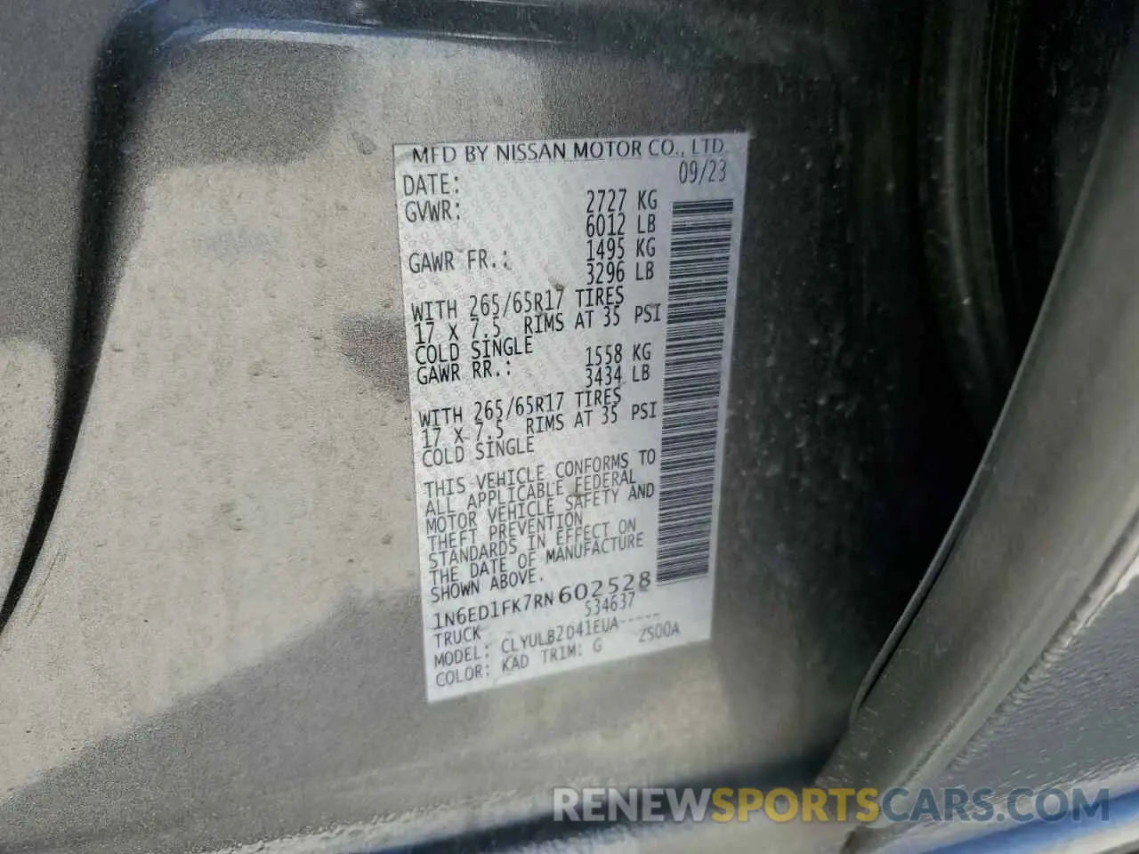 12 fotografías del automóvil dañado 1N6ED1FK7RN602528 NISSAN FRONTIER 2024