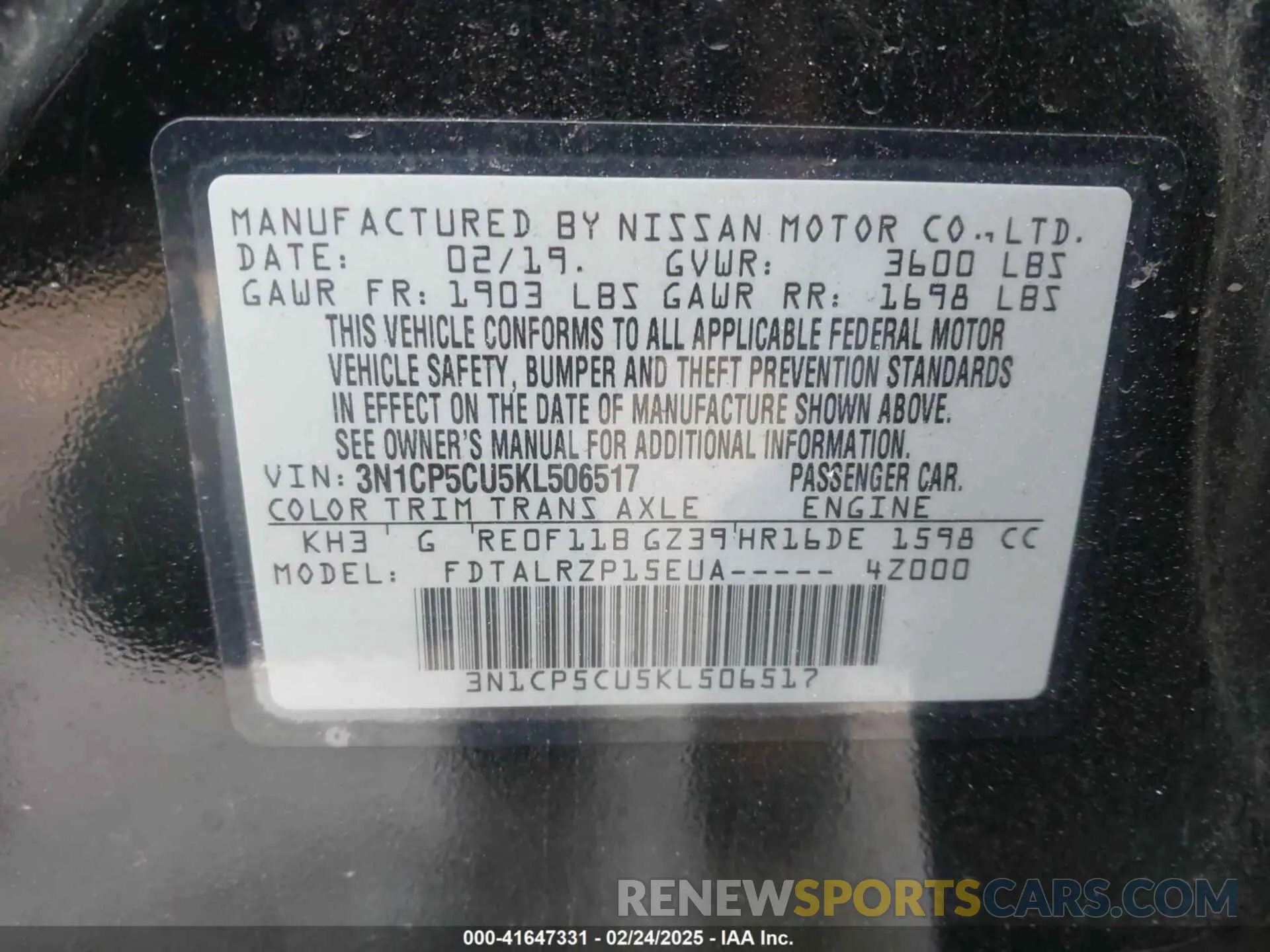 9 fotografías del automóvil dañado 3N1CP5CU5KL506517 NISSAN KICKS 2019