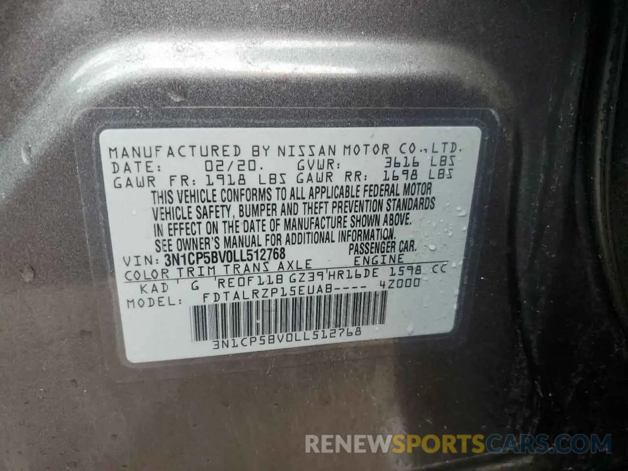 13 fotografías del automóvil dañado 3N1CP5BV0LL512768 NISSAN KICKS 2020