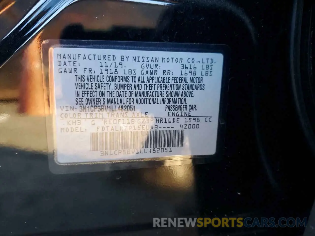12 fotografías del automóvil dañado 3N1CP5BV1LL482051 NISSAN KICKS 2020