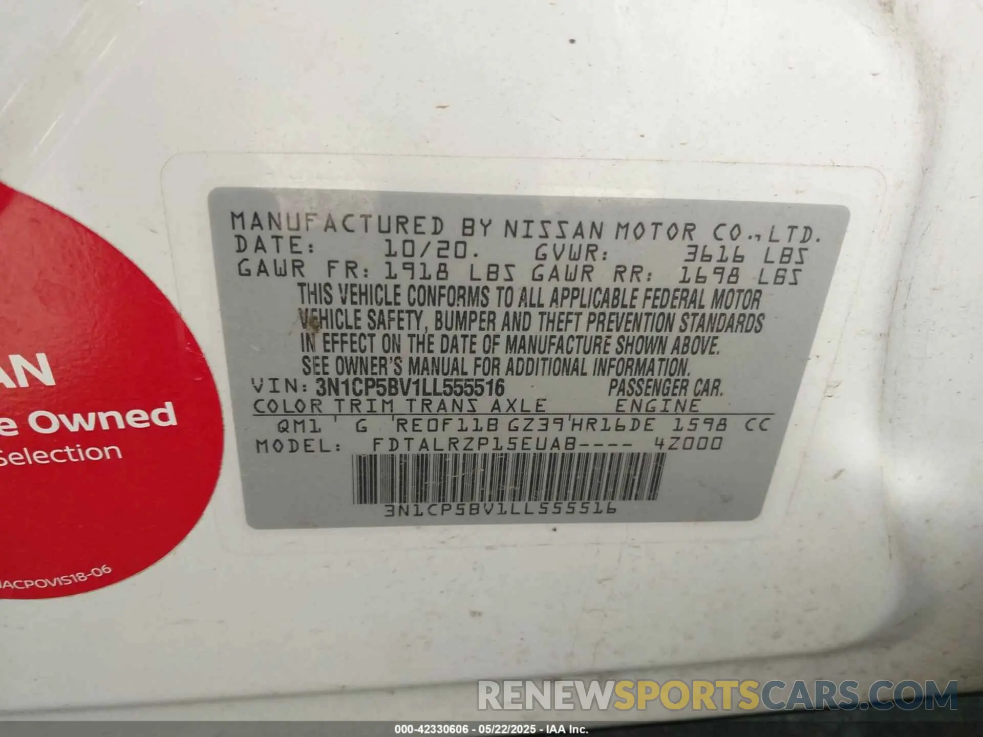 9 fotografías del automóvil dañado 3N1CP5BV1LL555516 NISSAN KICKS 2020