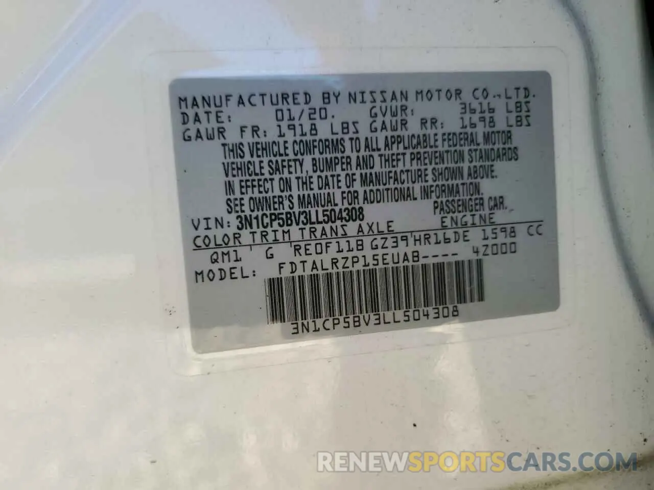13 fotografías del automóvil dañado 3N1CP5BV3LL504308 NISSAN KICKS 2020