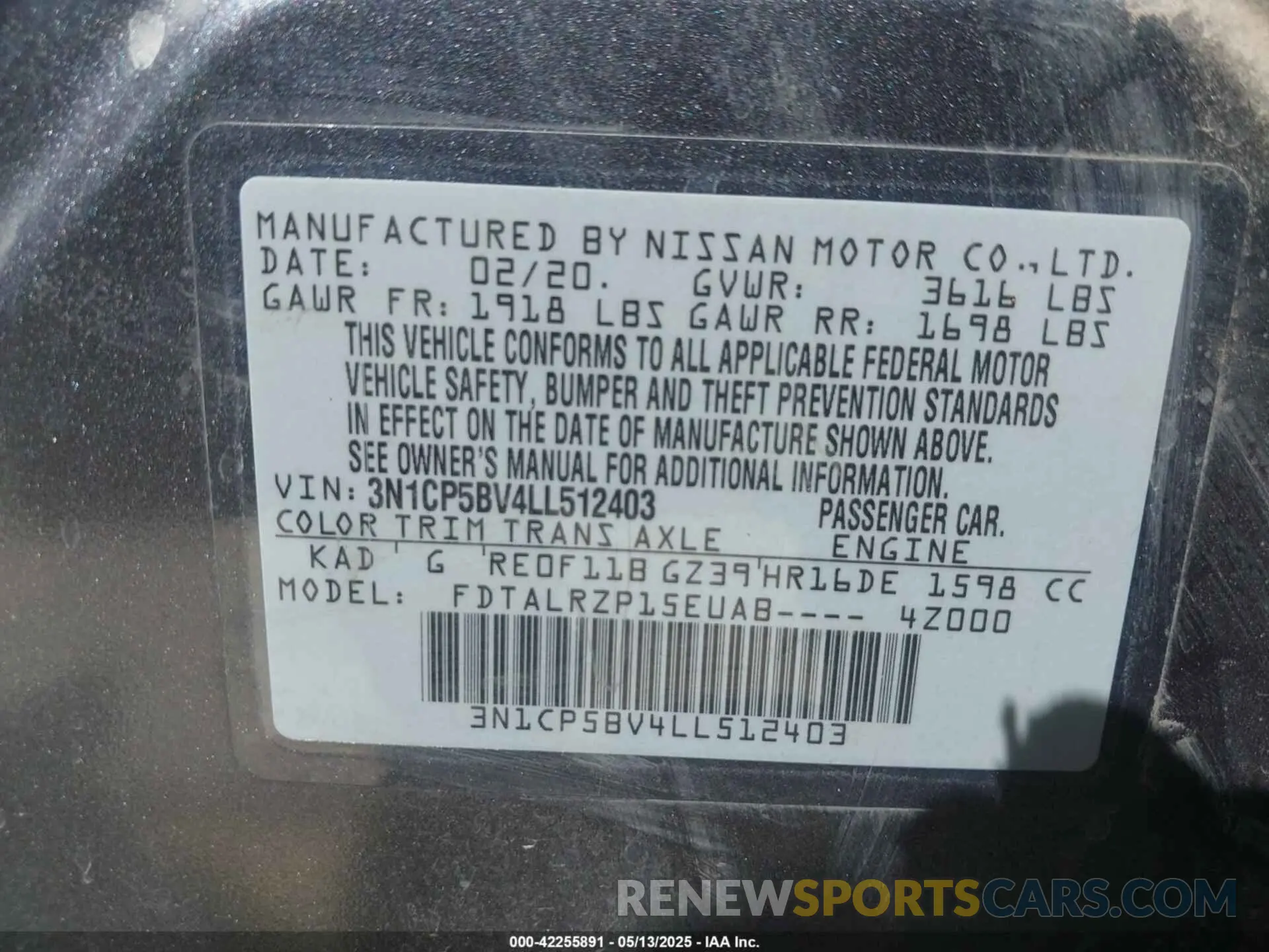 9 fotografías del automóvil dañado 3N1CP5BV4LL512403 NISSAN KICKS 2020