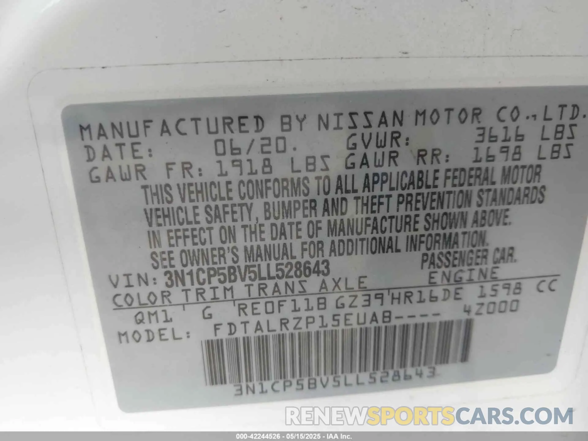 9 fotografías del automóvil dañado 3N1CP5BV5LL528643 NISSAN KICKS 2020
