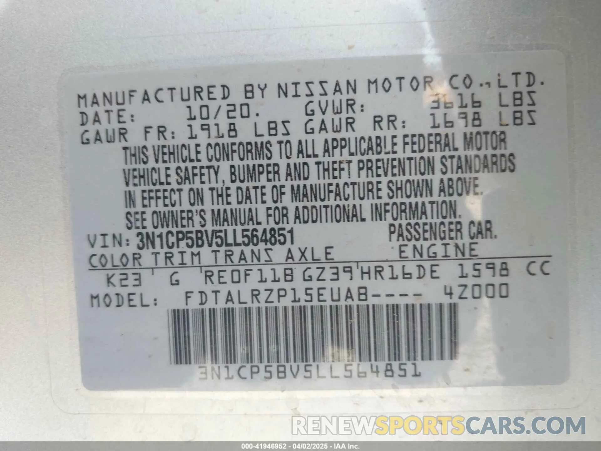 9 fotografías del automóvil dañado 3N1CP5BV5LL564851 NISSAN KICKS 2020