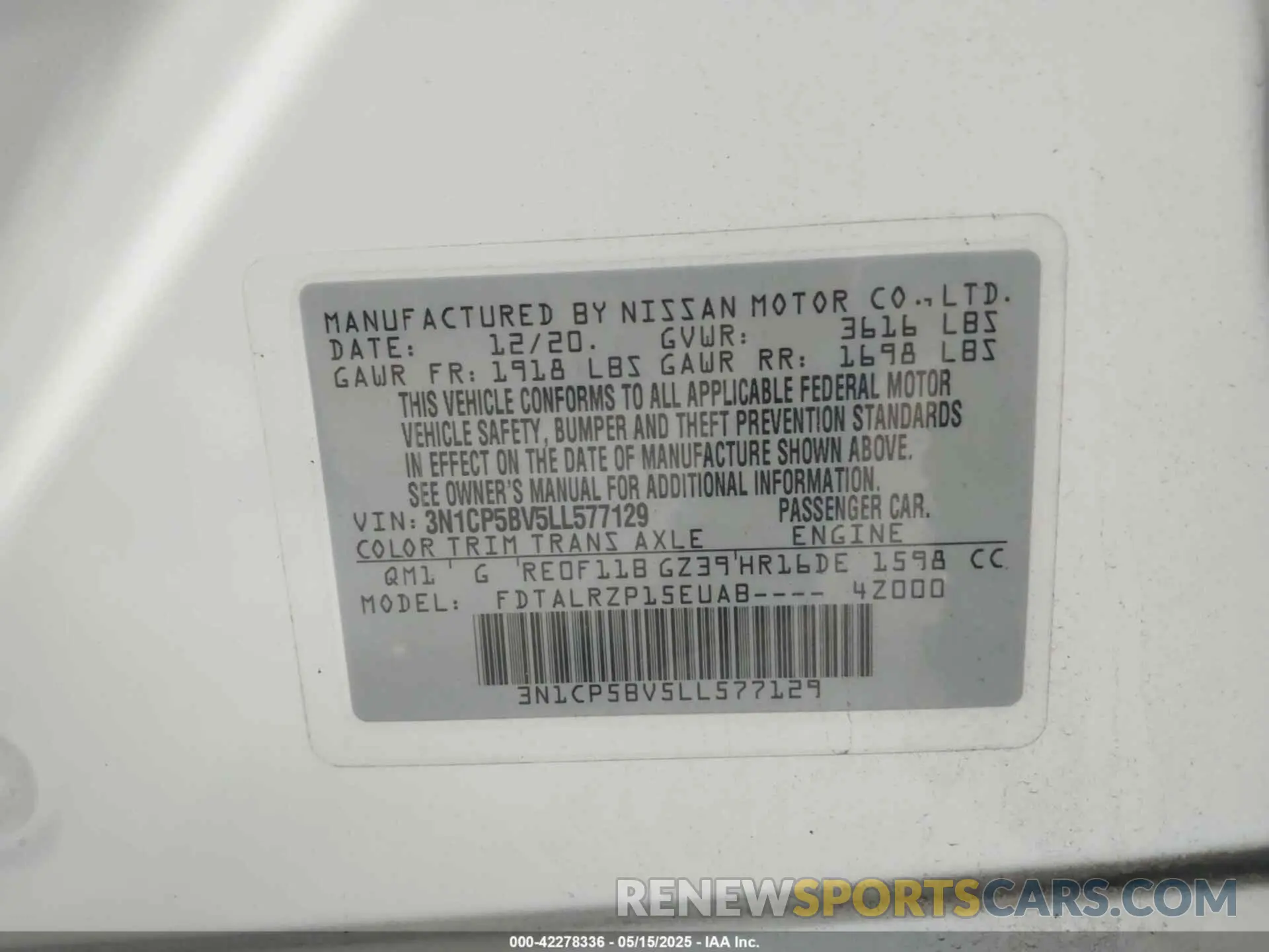9 fotografías del automóvil dañado 3N1CP5BV5LL577129 NISSAN KICKS 2020